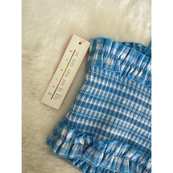 Colsie size XL  Blue Gingham Woven Bandeau Bralette NEW - Picture 4 of 4
